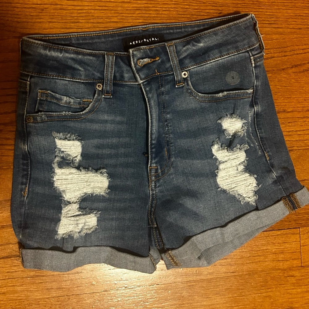 Aeropostale Stretchy Ripped Jean Shorts